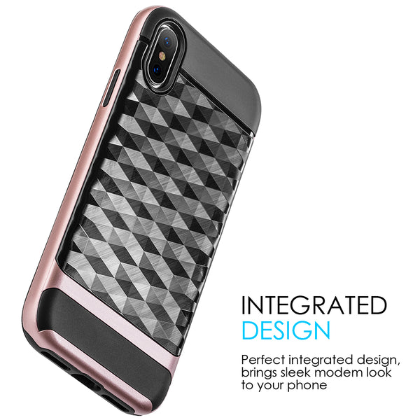 Apple iPhone XS, iPhone X Case Rugged Drop-Proof TPU with Color Frame Heavy Duty Protection - Rose Gold