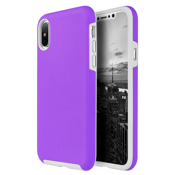 Apple iPhone XS, iPhone X Case Rugged Drop-proof Anti-Slip Grip Texture - Purple