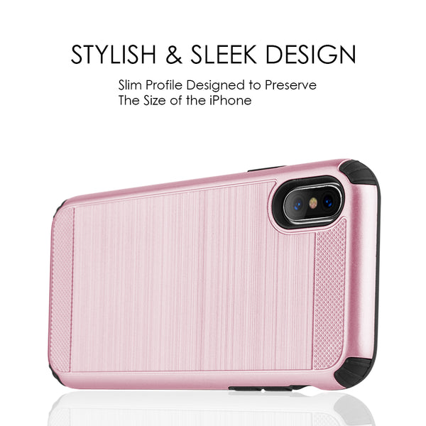 Apple iPhone XS, iPhone X Case Rugged Drop-Proof TPU Armor Impact Absorption - Rose Gold
