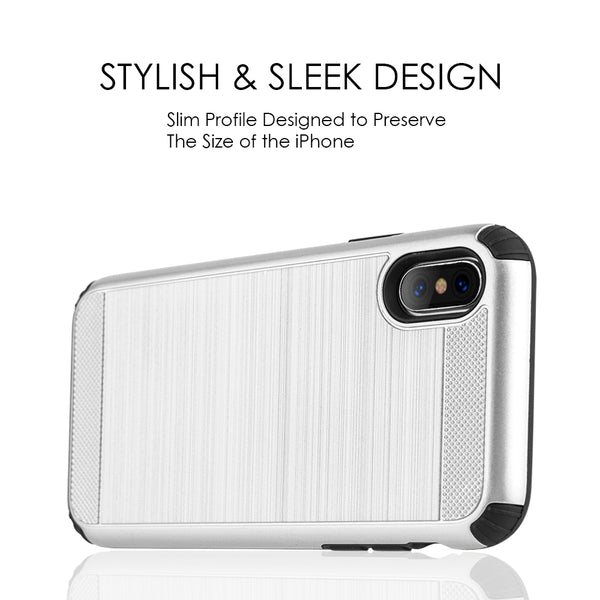 Apple iPhone XS, iPhone X Case Rugged Drop-Proof TPU Armor Impact Absorption - Silver