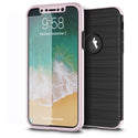 Apple iPhone XS, iPhone X Screen Protector and Case Rugged Drop-proof Heavy Duty Silk Style TPU Frame with Tempered Glass Screen Protector - Rose Gold