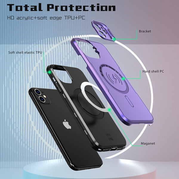 Case for Apple iPhone 11 Bolt MagSafe Collection Thick Protective with Full Camera Protection and Stand - Purple