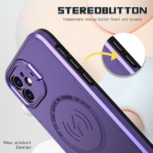 Case for Apple iPhone 11 Bolt MagSafe Collection Thick Protective with Full Camera Protection and Stand - Purple
