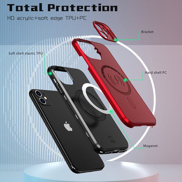 Case for Apple iPhone 11 Bolt MagSafe Collection Thick Protective with Full Camera Protection and Stand - Red