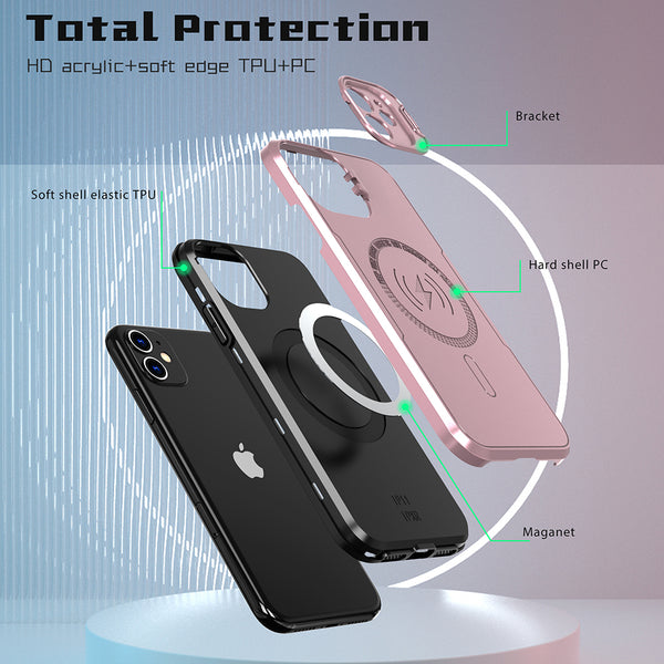 Case for Apple iPhone 11 Bolt MagSafe Collection Thick Protective with Full Camera Protection and Stand - Rose Gold