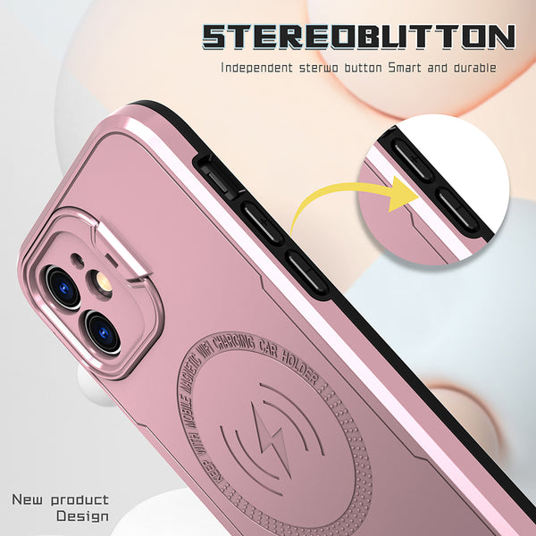 Case for Apple iPhone 11 Bolt MagSafe Collection Thick Protective with Full Camera Protection and Stand - Rose Gold