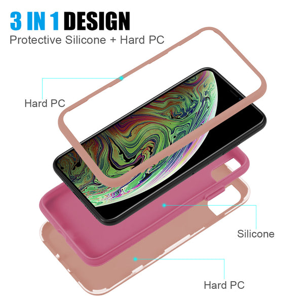 Apple iPhone XS Case Rugged Drop-Proof Heavy Duty TPU Cover Protection - Rose Gold / Pink