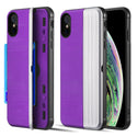 Apple iPhone XS, iPhone X Case Rugged Drop-proof Heavy Duty with Card Slot & Magnetic Closure Compartment - Purple / Silver