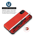 Apple iPhone XS, iPhone X Case Rugged Drop-Proof Heavy Duty with Card Slot & Magnetic Closure Compartment - Red / Silver