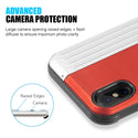 Apple iPhone XS, iPhone X Case Rugged Drop-Proof Heavy Duty with Card Slot & Magnetic Closure Compartment - Red / Silver