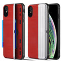 Apple iPhone XS, iPhone X Case Rugged Drop-proof Heavy Duty with Card Slot & Magnetic Closure Compartment - Red / Silver