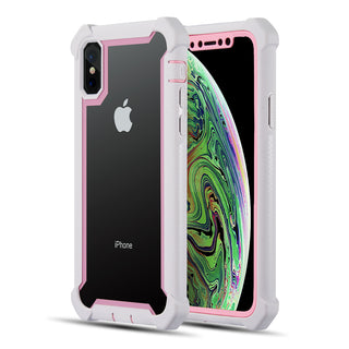 Apple iPhone XS, iPhone X Case Rugged Drop-proof Heavy Duty with Extra Impact Absorption Corner Protection - Pink / White