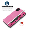 Apple iPhone XS Max Case Rugged Drop-Proof Heavy Duty with Card Slot & Magnetic Closure Compartment - Pink / Silver