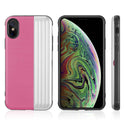 Apple iPhone XS Max Case Rugged Drop-Proof Heavy Duty with Card Slot & Magnetic Closure Compartment - Pink / Silver