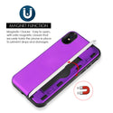 Apple iPhone XS Max Case Rugged Drop-Proof Heavy Duty with Card Slot & Magnetic Closure Compartment - Purple / Silver