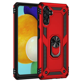 Case for Samsung Galaxy A13 5G Rubberized Hybrid Protective with Shock Absorption & Built-In Rotatable Ring Stand - Red