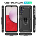 Case for Samsung Galaxy A14 4G / 5G Rubberized Hybrid Protective with Shock Absorption & Built-In Rotatable Ring Stand - Black