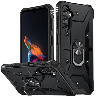 Case For Samsung Galaxy A15 5G Fortress Series Protective Hybrid With Magnetic Ring Stand And Shockproof Corners - Black