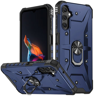 Case For Samsung Galaxy A15 5G Fortress Series Protective Hybrid With Magnetic Ring Stand And Shockproof Corners - Navy Blue
