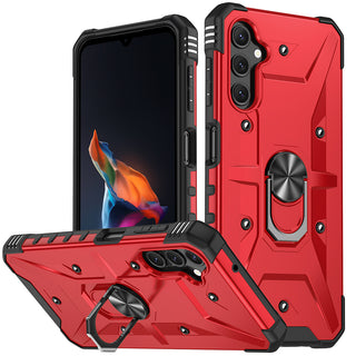 Case For Samsung Galaxy A15 5G Fortress Series Protective Hybrid With Magnetic Ring Stand And Shockproof Corners - Red