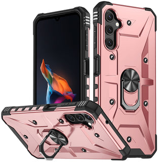 Case For Samsung Galaxy A15 5G Fortress Series Protective Hybrid With Magnetic Ring Stand And Shockproof Corners - Rose Gold