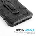 Samsung Galaxy A21 Case Rugged Drop-Proof Mech Military Style Metal with Belt Pocket Clip - Black