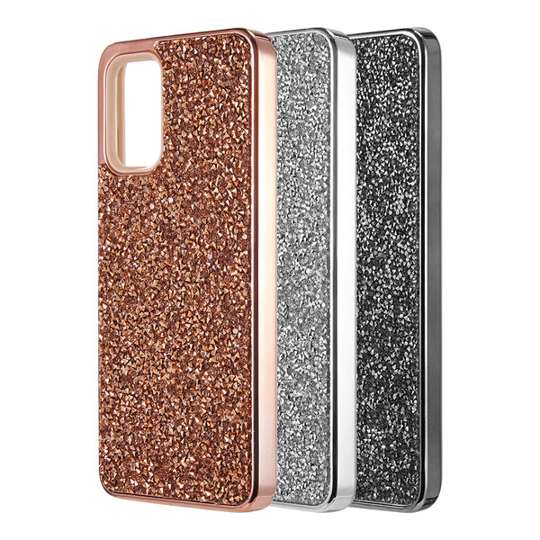 Samsung Galaxy Note 20 Case Rugged Drop-Proof Diamond Platinum Bumper with Electroplated Frame - Rose Gold