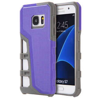 Samsung Galaxy S7 Case Rugged Drop-proof Sport Gray TPU + Purple Back Plate