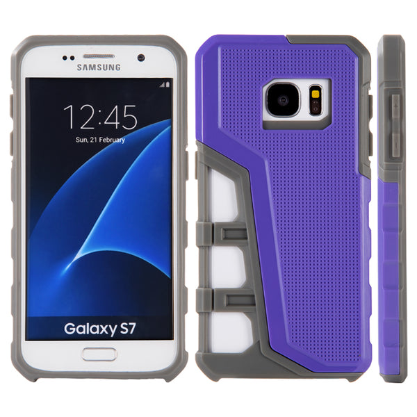 Samsung Galaxy S7 Case Rugged Drop-Proof Sport Gray TPU + Purple Back Plate