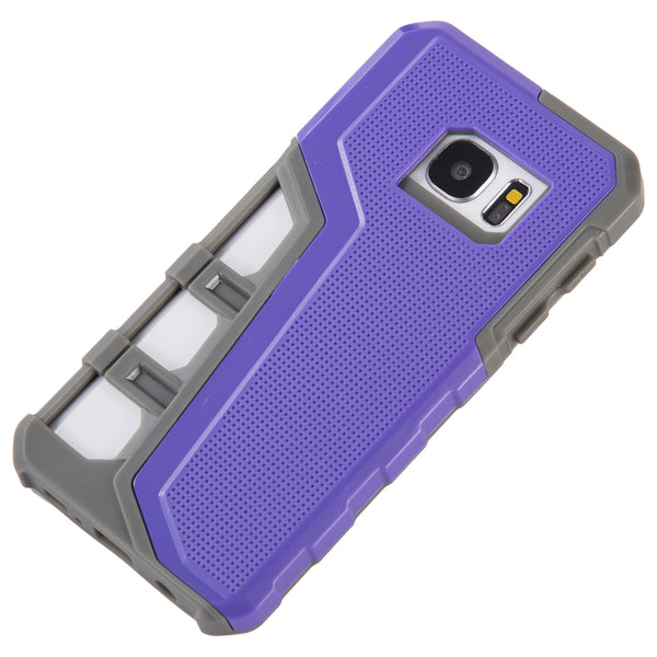 Samsung Galaxy S7 Case Rugged Drop-Proof Sport Gray TPU + Purple Back Plate