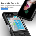 Case for Samsung Galaxy Z Flip 5 Rubberized Hybrid Protective with Shock Absorption & Built In Rotatable Ring Stand - Black