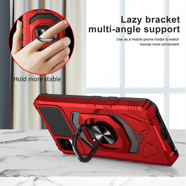 Case for TCL Ion Z / A3 / A30 Military Grade Ring Car Mount Kickstand with Tempered Glass Hybrid Hard PC Soft TPU Shockproof Protective - Black