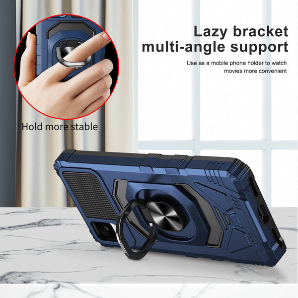 Case for TCL Ion Z / A3 / A30 Military Grade Ring Car Mount Kickstand with Tempered Glass Hybrid Hard PC Soft TPU Shockproof Protective - Rose Gold