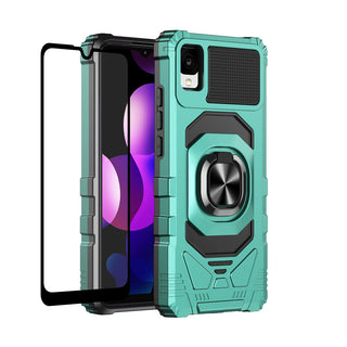 Case for TCL Ion Z / A3 / A30 Military Grade Ring Car Mount Kickstand with Tempered Glass Hybrid Hard PC Soft TPU Shockproof Protective - Teal