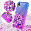 Case for TCL Ion Z / A3 Liquid Glitter Phone Waterfall Floating Quicksand Bling Sparkle Cute Protective Girls Women Cover Case for TCL Ion Z / A3 withTemper Glass - (Blue / Purple Gradient)