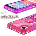 Case for TCL Ion Z / A3 / A30 withTemper Glass Glitter Phone Kickstand Compatible Case for TCL Ion Z / A3 / A30 TCL Ion Z / A3 / A30 Ring Stand Liquid Floating Quicksand Bling Sparkle Protective Girls Women - (Hot Pink / Purple Gradient)