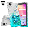Case for TCL Ion Z / A3 Liquid Glitter Phone Waterfall Floating Quicksand Bling Sparkle Cute Protective Girls Women Cover Case for TCL Ion Z / A3 withTemper Glass - Teal