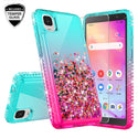 Case for TCL Ion Z / A3 Liquid Glitter Phone Waterfall Floating Quicksand Bling Sparkle Cute Protective Girls Women Cover Case for TCL Ion Z / A3 withTemper Glass - (Teal / Pink Gradient)