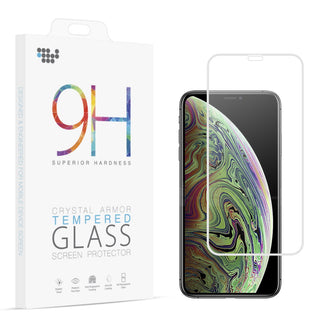 Full Coverage Tempered Glass Screen Protector with Silk Print Frame for Apple iPhone XS / X - White