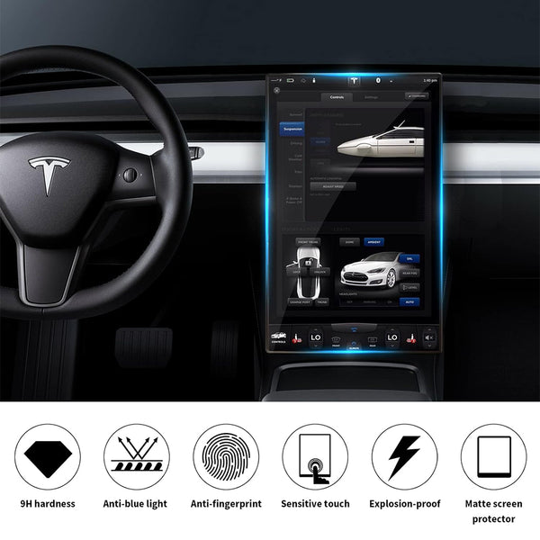 For Tesla Model X / Model S Dashboard Touchscreen 17" Anti-Glare Anti-Fingerprint Tempered Glass With Retail Ready Packaging