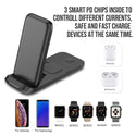 Universal 15W 3-In-1 Fast Wireless Charger for Smartphone Watch and Airpods Holder Ce Fcc Rohs (7.5W for Apple iPhone Devices) - Black