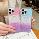 Case for Apple iPhone 14 Pro Max 6.7" Gradient MagSafe Glitter Stars Silver Flakes - Pink Purple