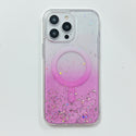 Case for Apple iPhone 13 Pro Max 6.7" Gradient MagSafe Glitter Stars Silver Flakes - Pink Purple