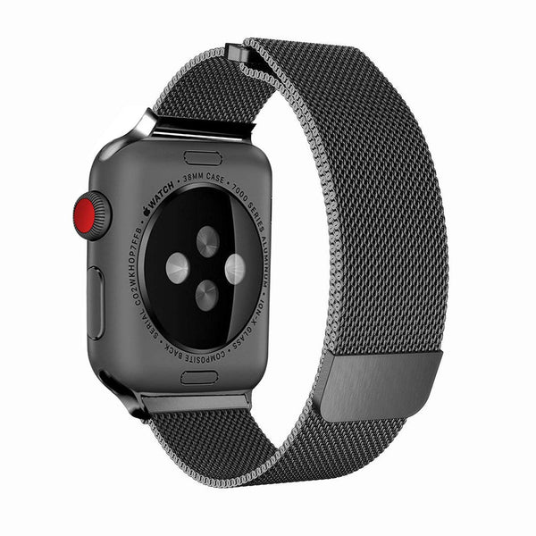 Case for Apple Watch Series 3 2 1 Compatible Case for Apple Watch Band with 38mm Stainless Steel Mesh Milanese Loop with Adjustable Magnetic Closure Replacement Wristband Apple Watch Band - Black