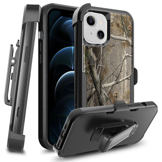 Apple iPhone 13 Case Rugged Drop-proof Heavy Duty TPU with Extra Impact Absorption Corner Protection & Rotatable Holster Clip - Outdoor Nature Tree