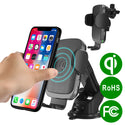 Universal 15W Qi Certified Fast Wireless Charging Automatic Car Mount Holder Adjustable Dashboard Stand, Leather Cushioned - Black