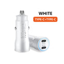 Universal 40W (20W+20W) Pd Dual USB Type-C Car Charger with Power Delivery Cigarette Lighter Adaper - White