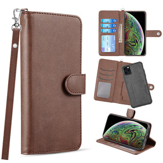 Apple iPhone 12, iPhone 12 Pro Case Rugged Drop-proof PU Leather Wallet with Flip Screen Cover & Card Slots - Brown
