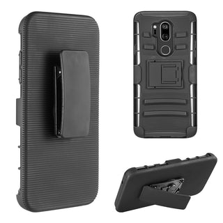 LG G7 ThinQ Case Rugged Drop-proof Black with H-Style Stand Kickstand