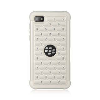 BlackBerry Z10 Case Rugged Drop-proof Studded Diamond White